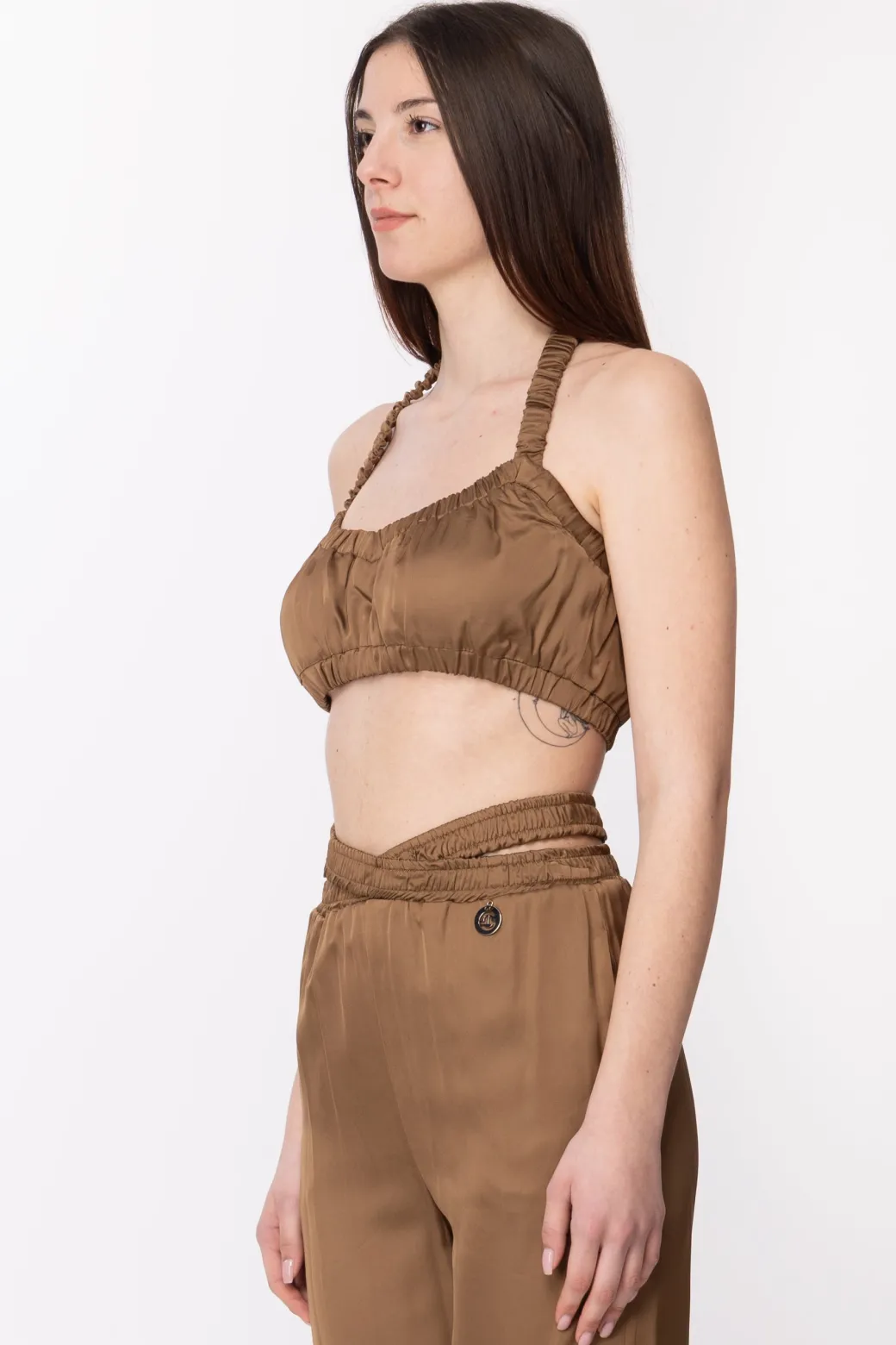 Donna Gaëlle Paris Crop Top con Arricciature