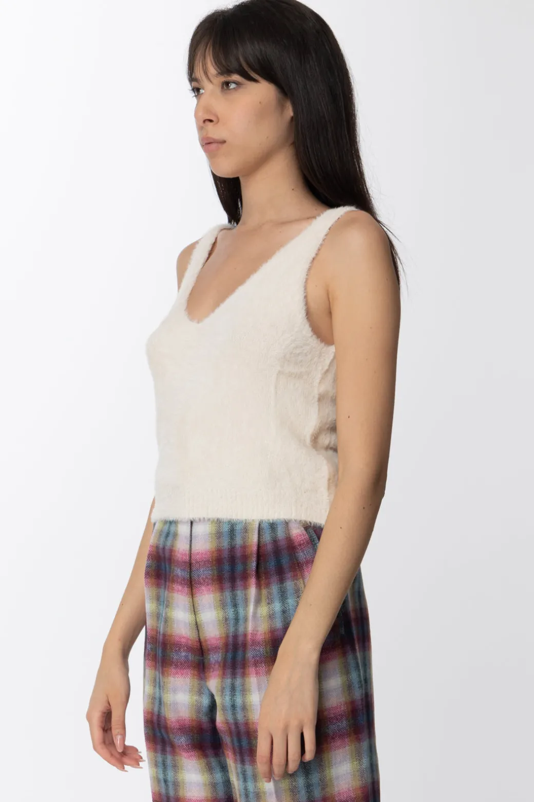 Donna Gaëlle Paris Crop Top Fluffy con Scollo a V