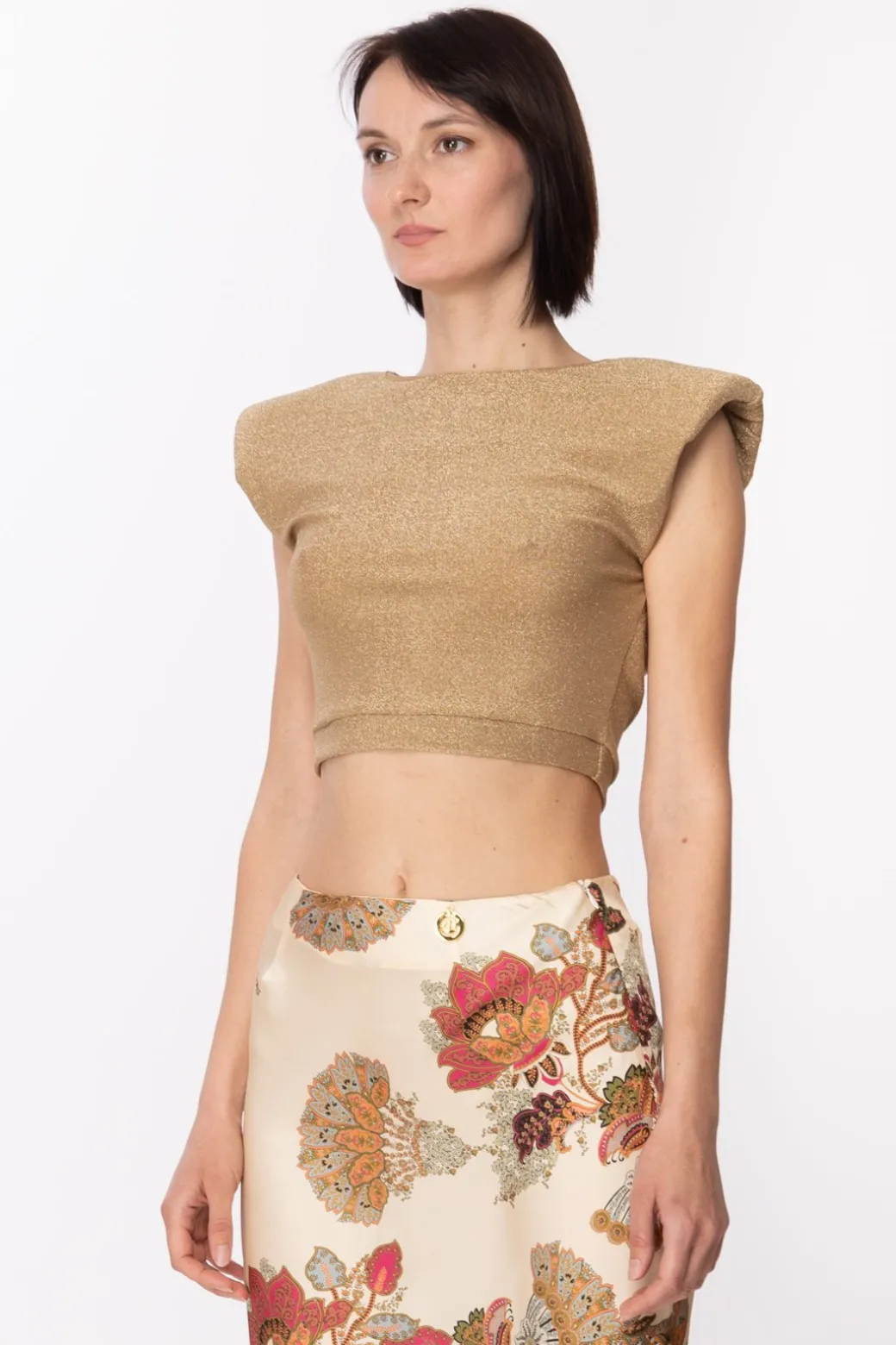 Donna Gaëlle Paris Crop Top In Jersey Lurex