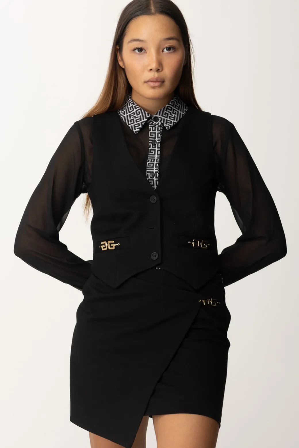 Donna Gaëlle Paris Gilet con Logo Gold