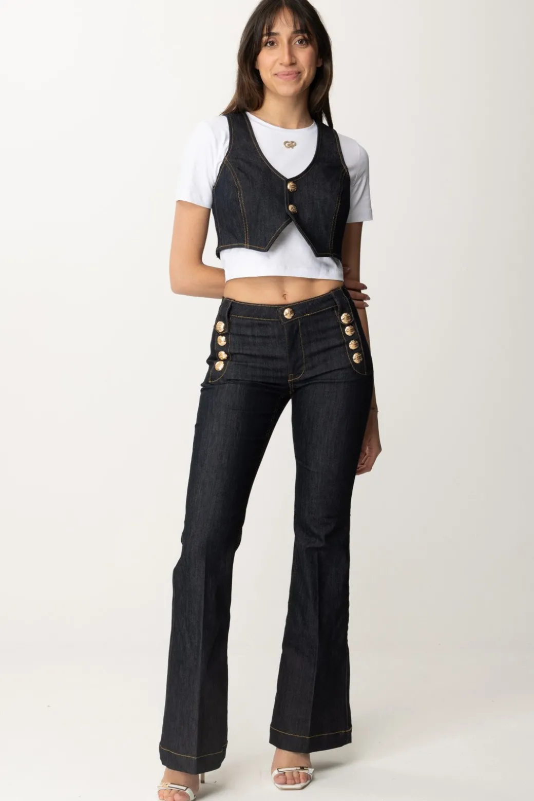Donna Gaëlle Paris Gilet Crop In Jeans