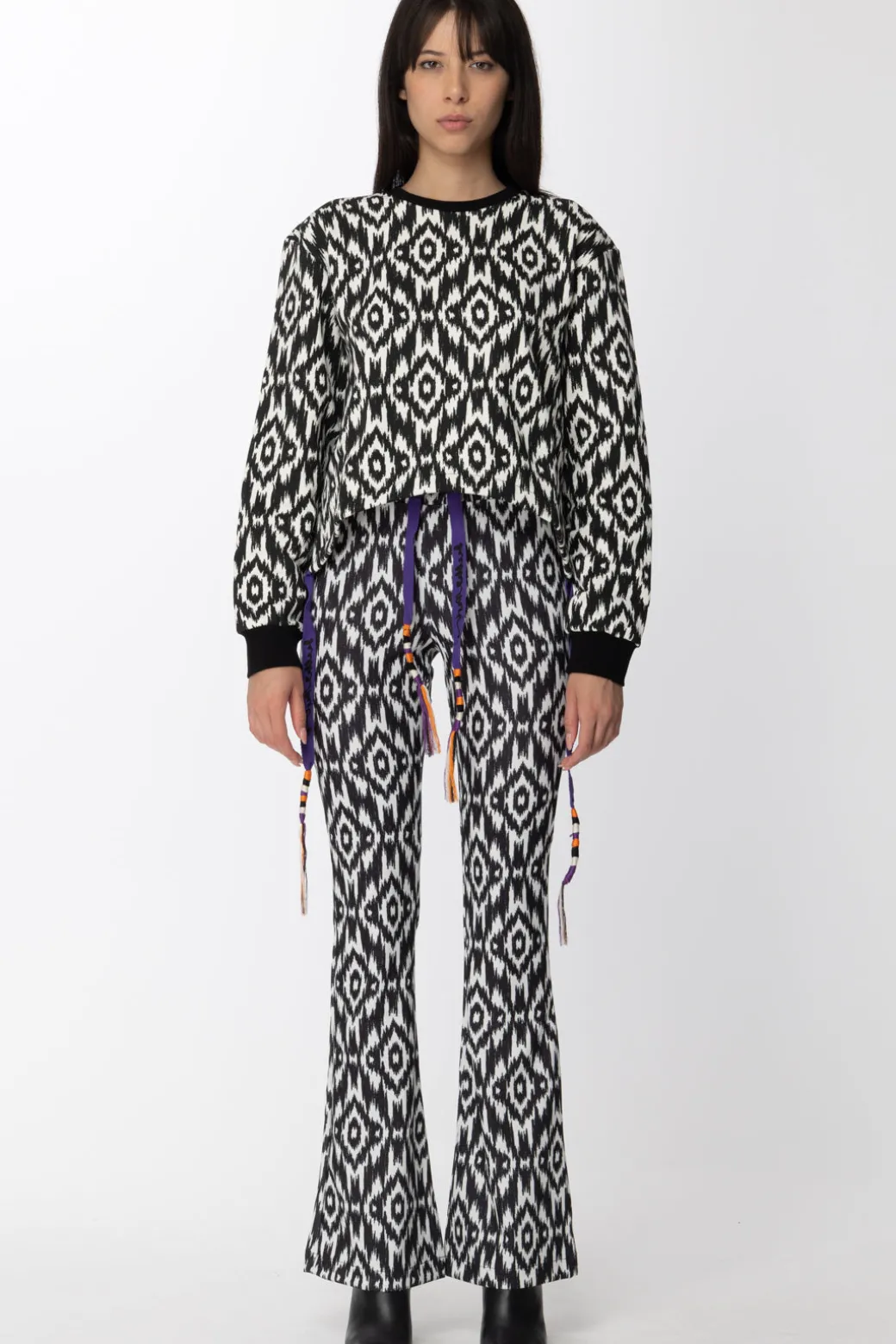 Donna Gaëlle Paris Pantaloni a Zampa con Stampa Bicolor