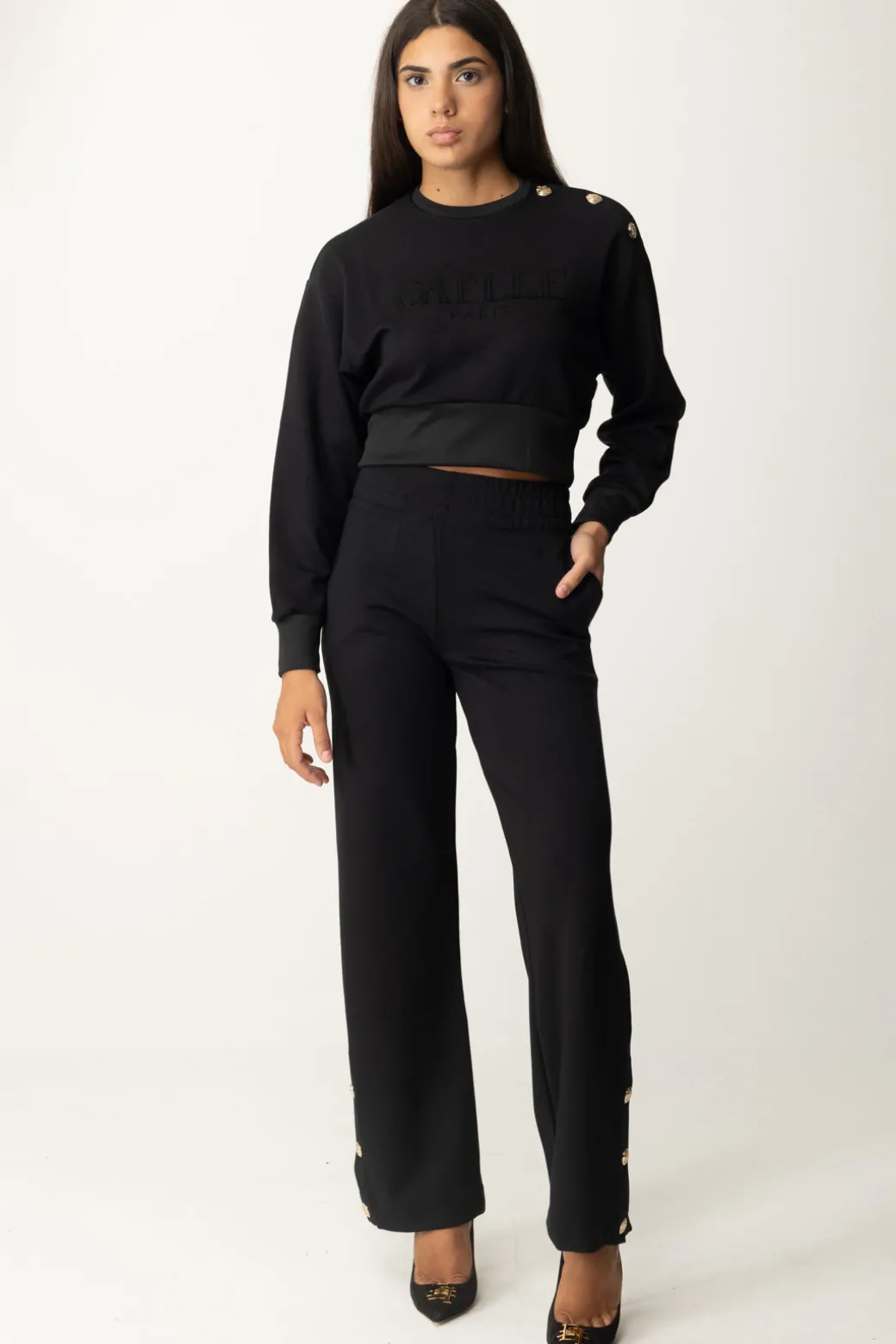 Donna Gaëlle Paris Pantaloni con Bottoni Gold