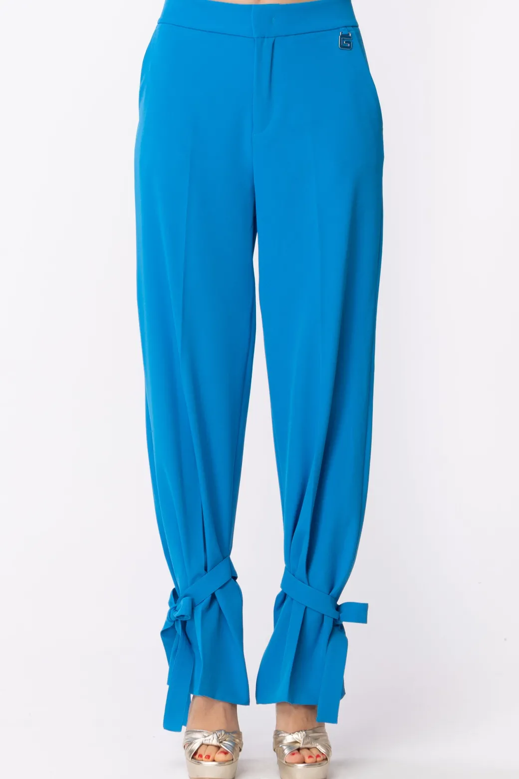 Donna Gaëlle Paris Pantaloni con Nastri Sul Fondo