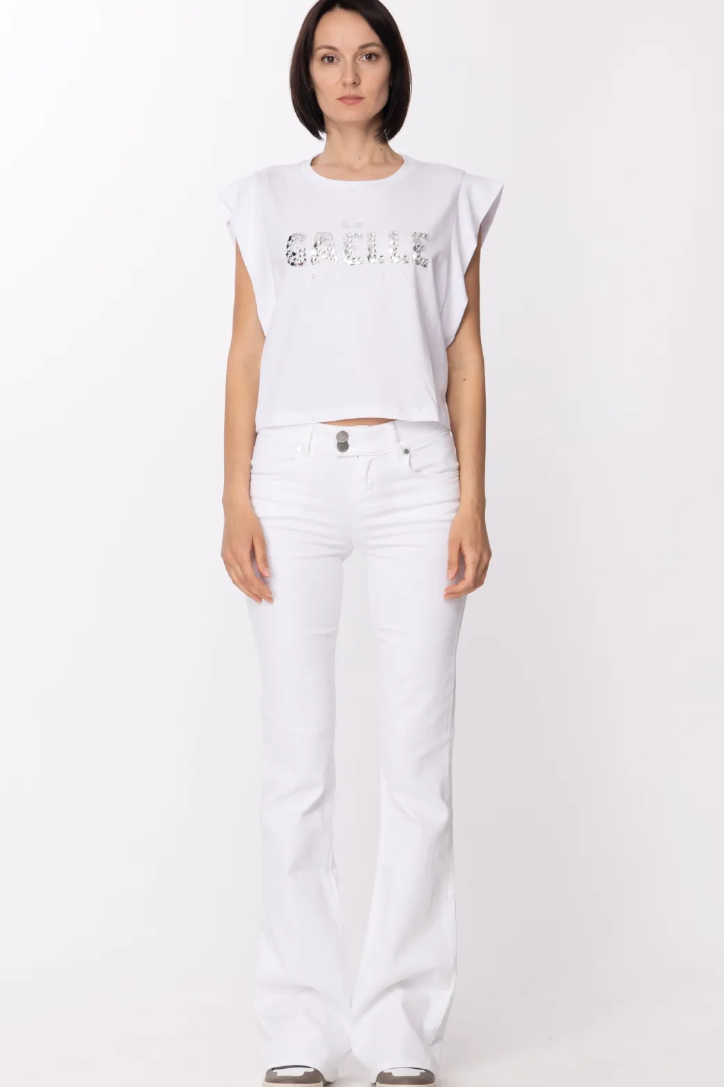 Donna Gaëlle Paris T-shirt con Logo In Strass