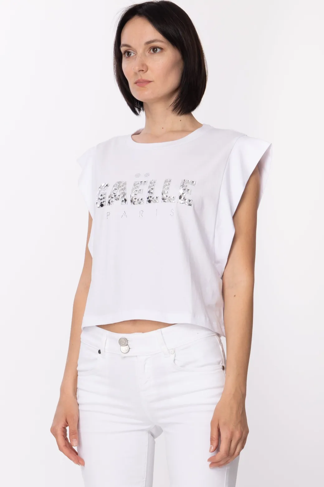 Donna Gaëlle Paris T-shirt con Logo In Strass
