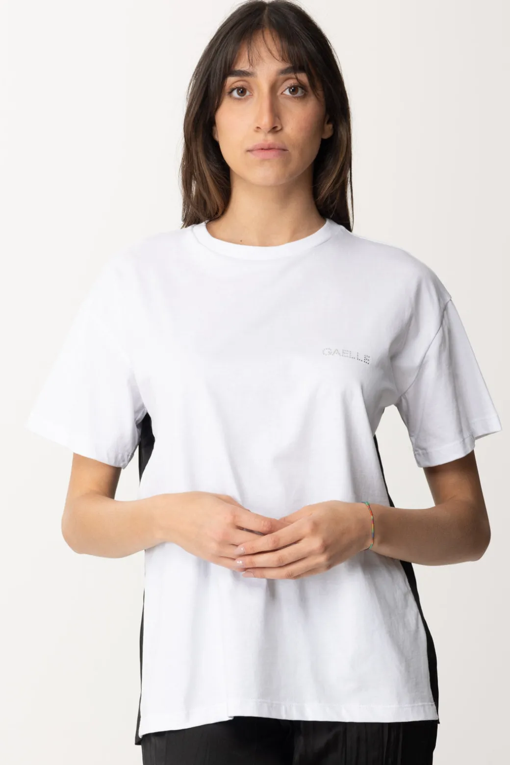 Donna Gaëlle Paris T-shirt con Mini Logo Di Strass