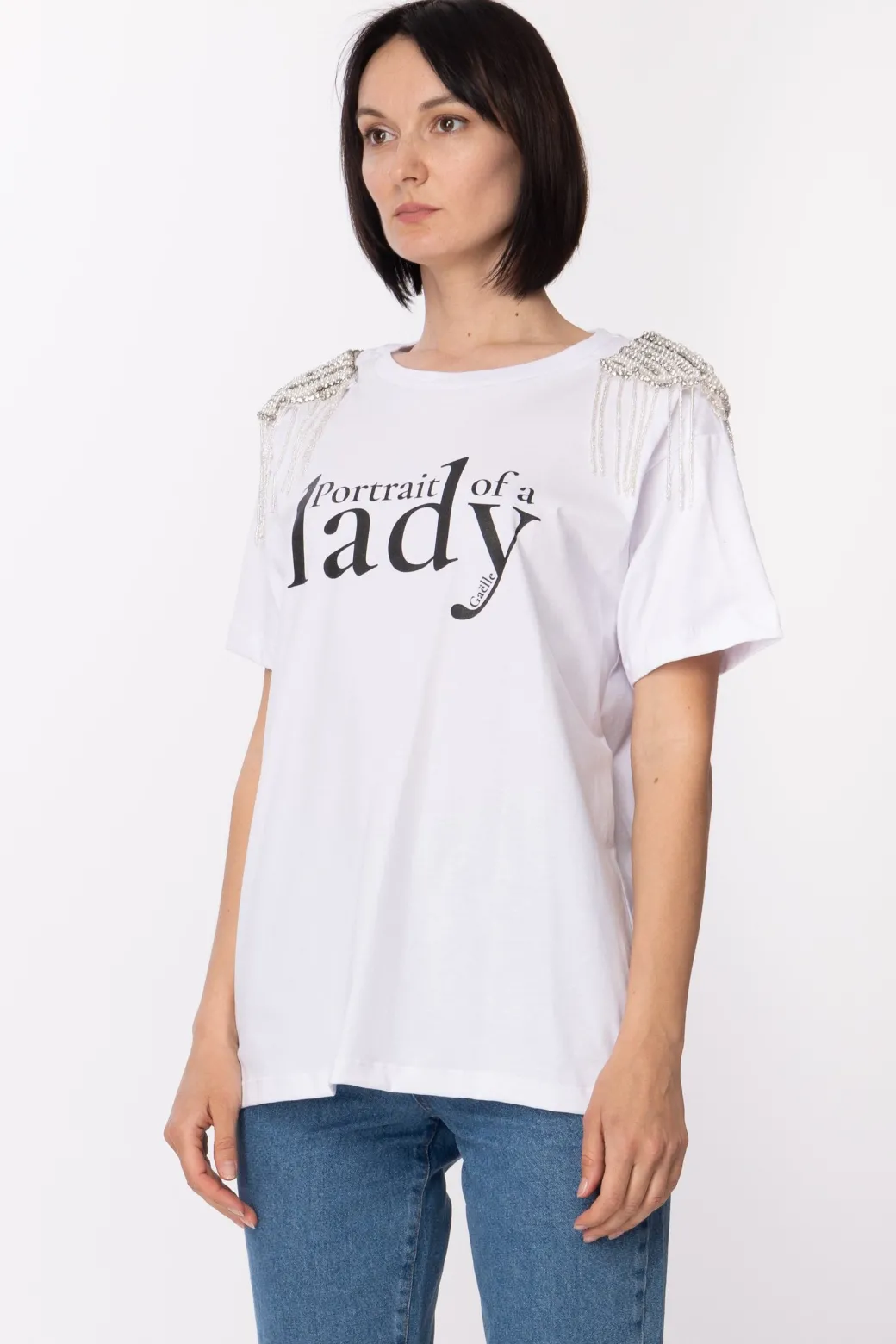 Donna Gaëlle Paris T-shirt con Stampa e Spalline Gioiello