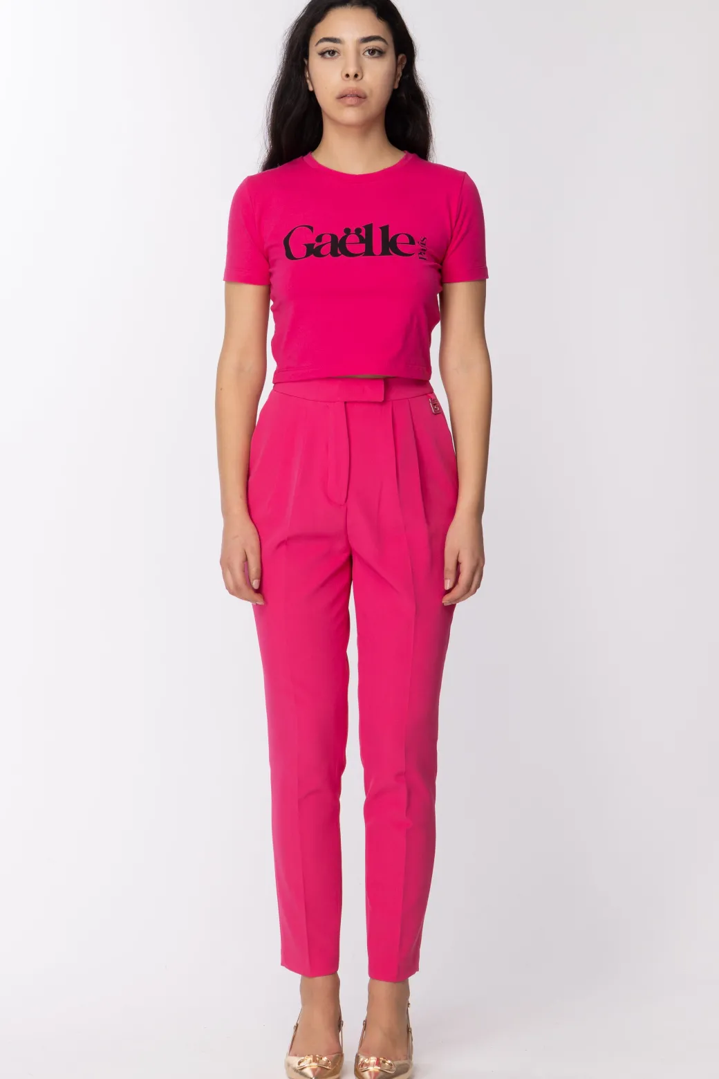 Donna Gaëlle Paris T-shirt Cropped con Stampa Logo