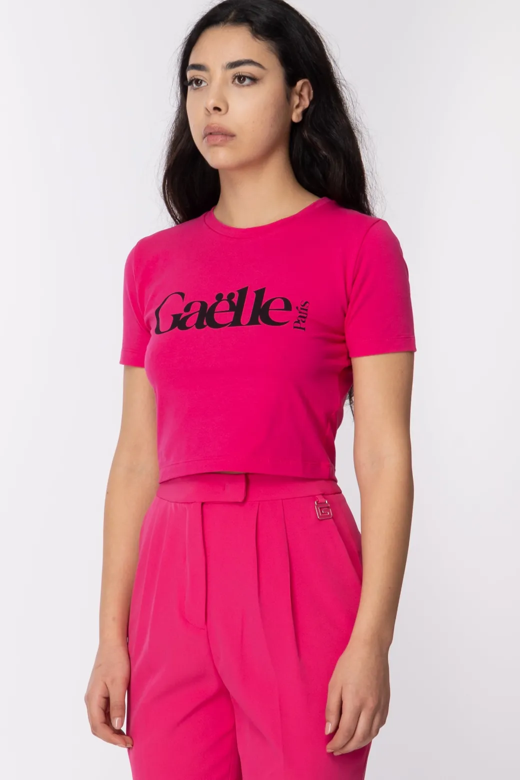 Donna Gaëlle Paris T-shirt Cropped con Stampa Logo