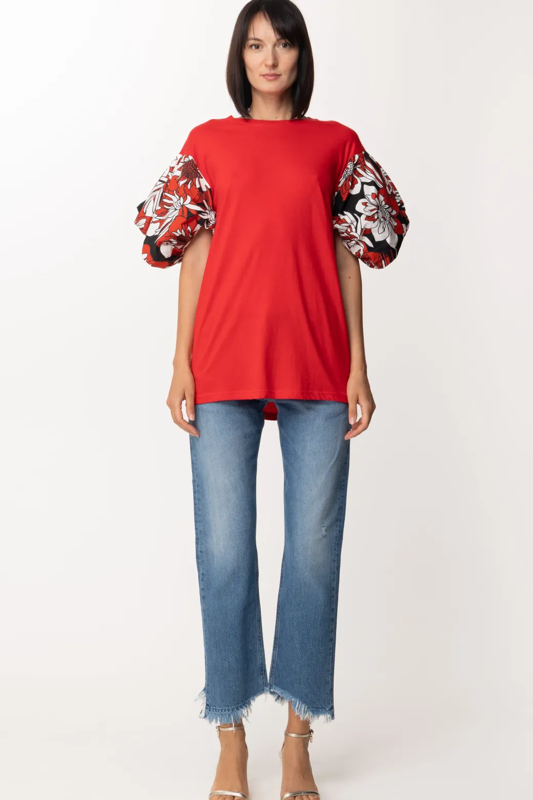 Donna Gina T-shirt Lunga con Maniche Fantasia