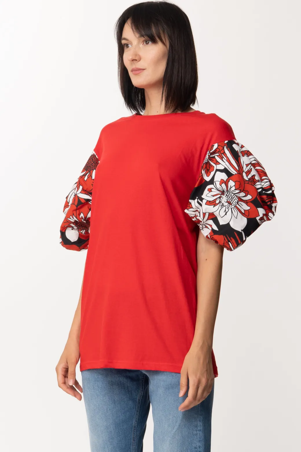 Donna Gina T-shirt Lunga con Maniche Fantasia