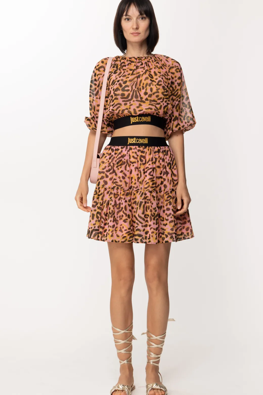 Donna Just Cavalli Blusa Crop con Fascia Logata