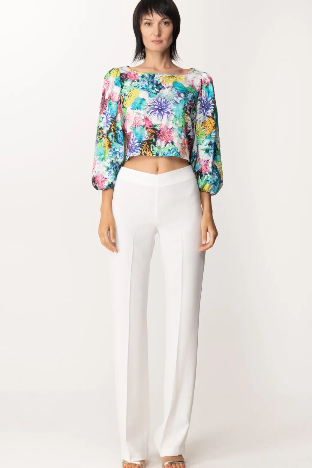 Donna Just Cavalli Blusa Crop Floreale