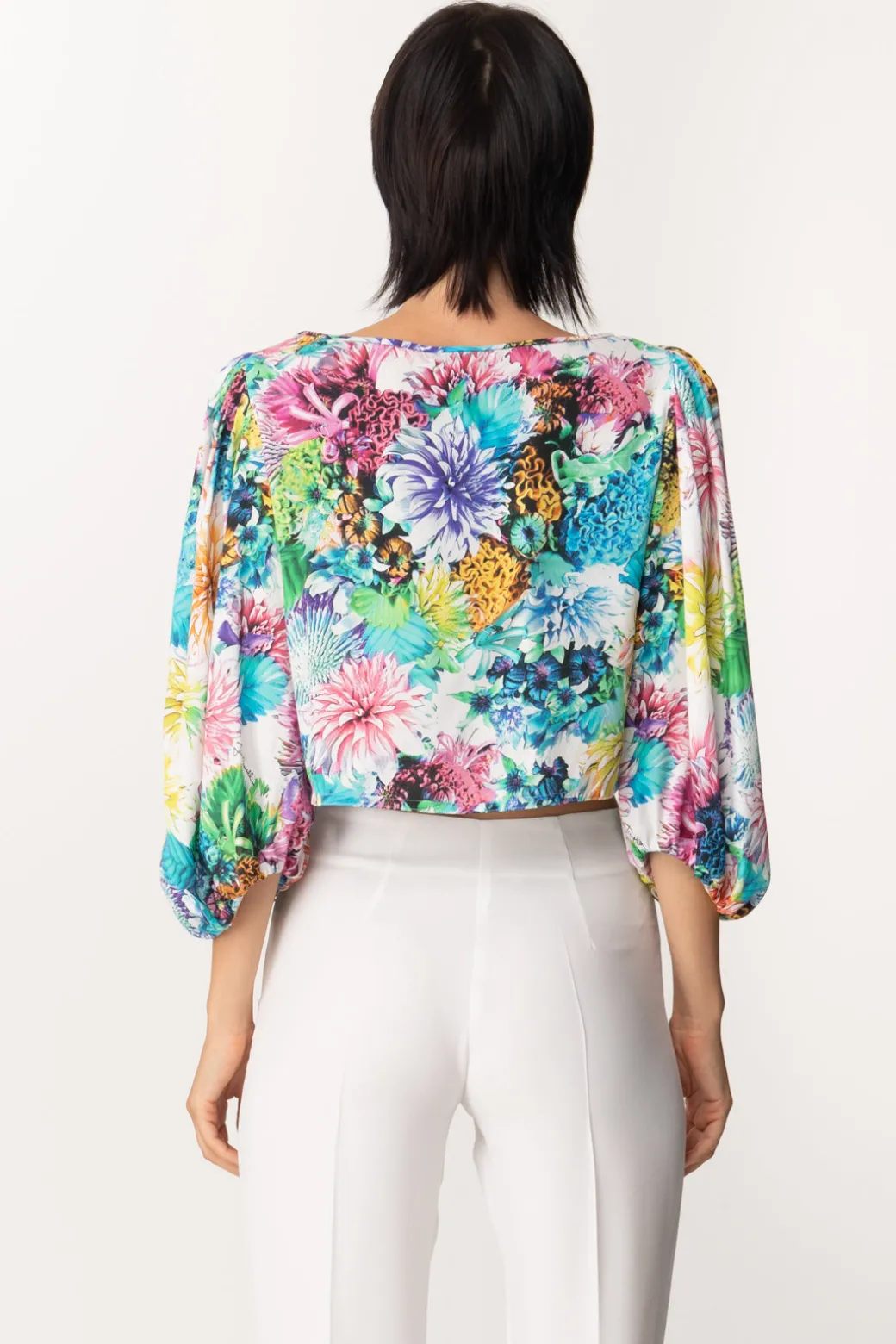 Donna Just Cavalli Blusa Crop Floreale