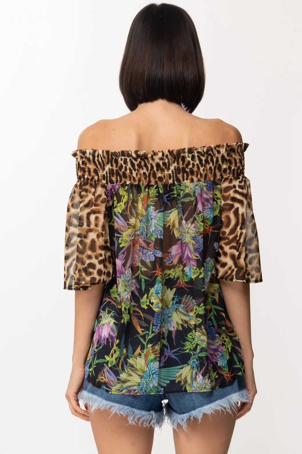 Donna Just Cavalli Blusa Stampata con Scollo a Barca