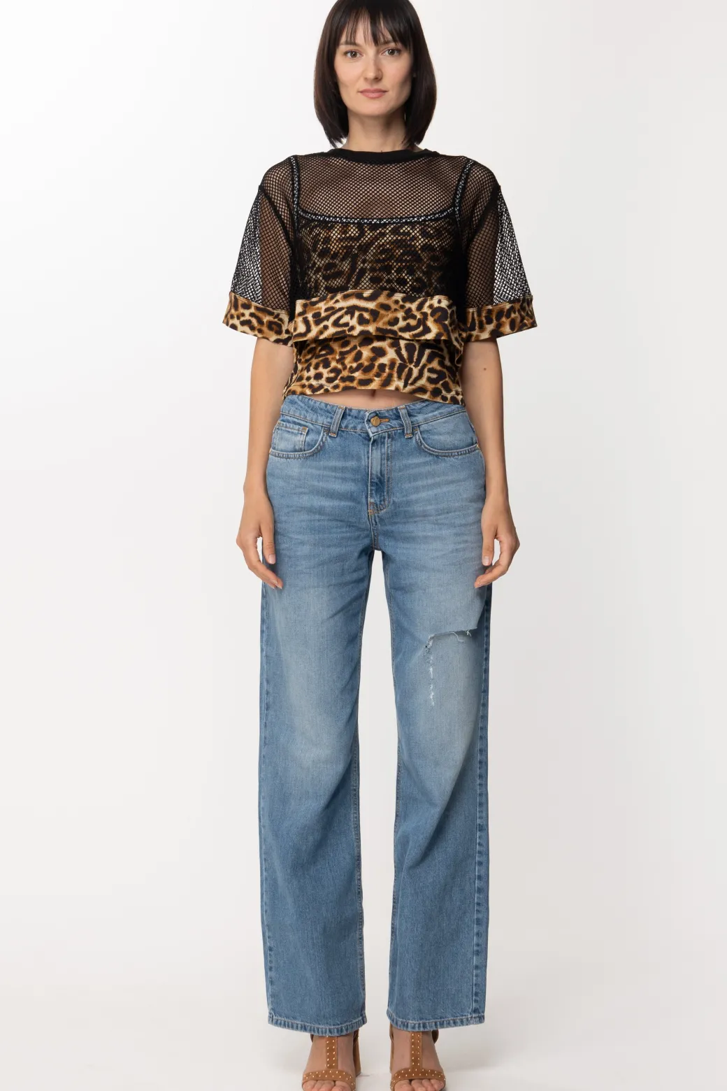 Donna Just Cavalli Top In Rete con Stampa Animalier