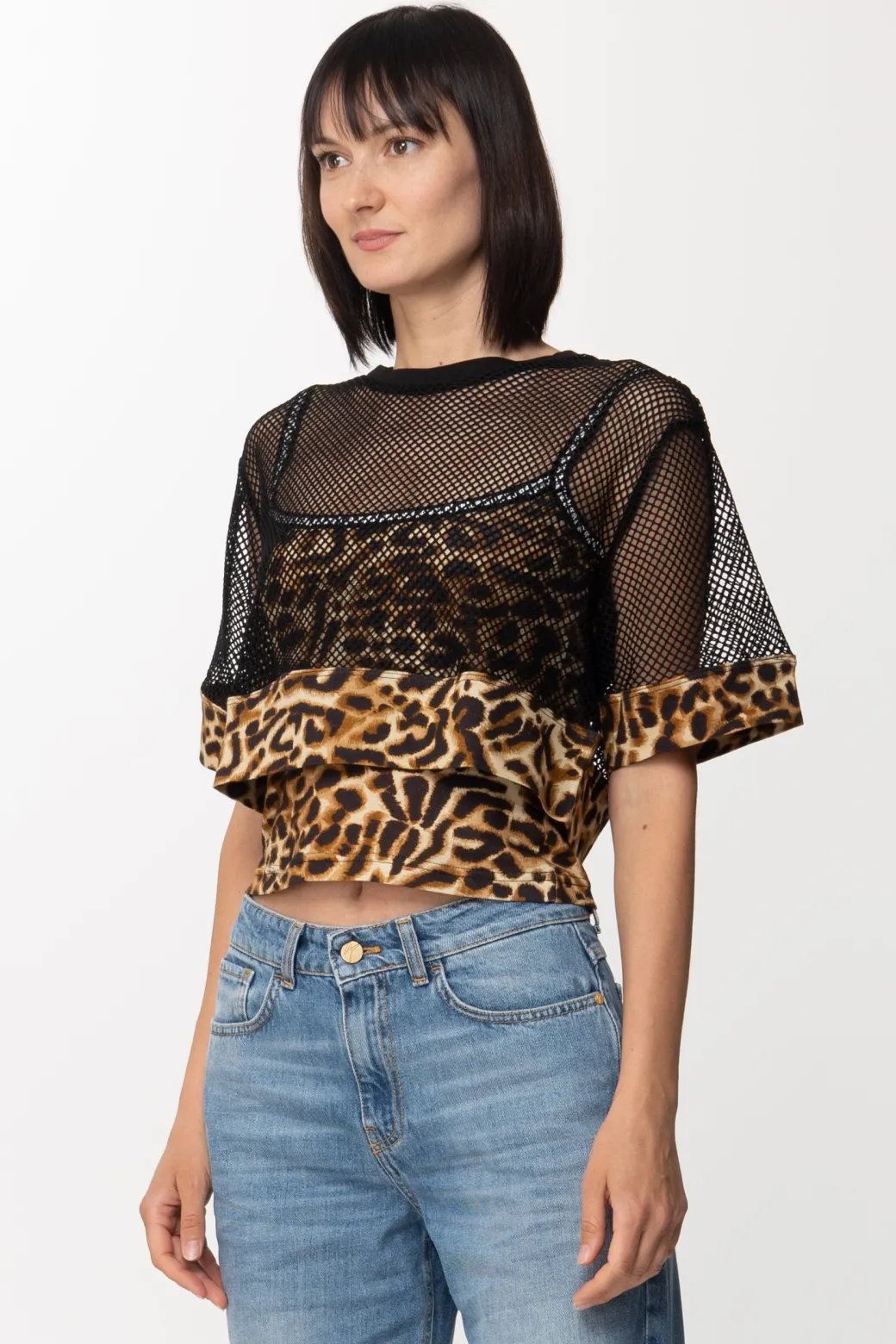 Donna Just Cavalli Top In Rete con Stampa Animalier