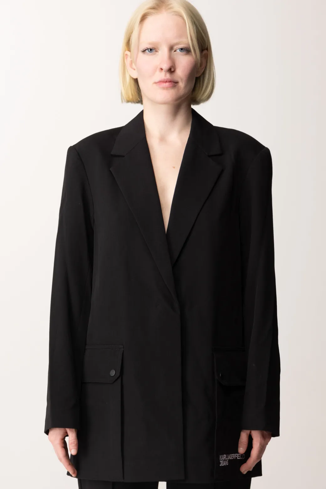 Donna Karl Lagerfeld Blazer Minimalista Oversize con Logo