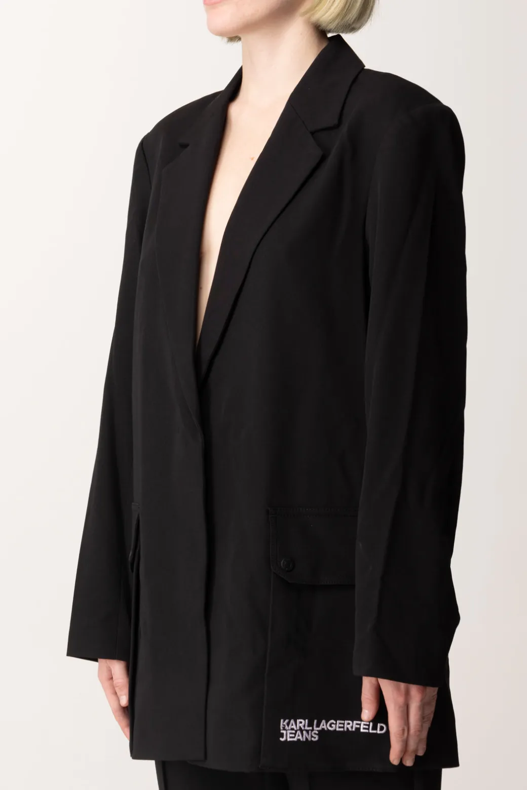 Donna Karl Lagerfeld Blazer Minimalista Oversize con Logo