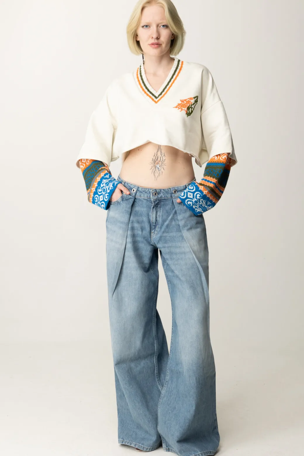 Donna Karl Lagerfeld Jeans Wide-leg con Pieghe Sartoriali
