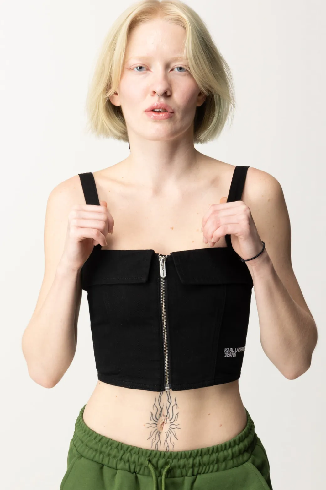 Donna Karl Lagerfeld Top con Zip Frontale e Logo