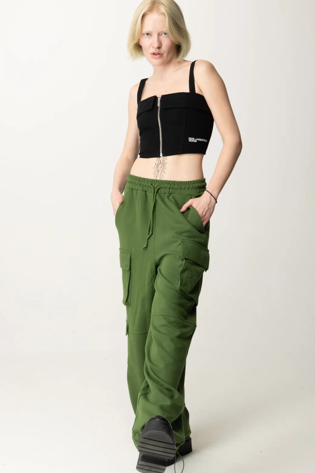Donna Karl Lagerfeld Top con Zip Frontale e Logo