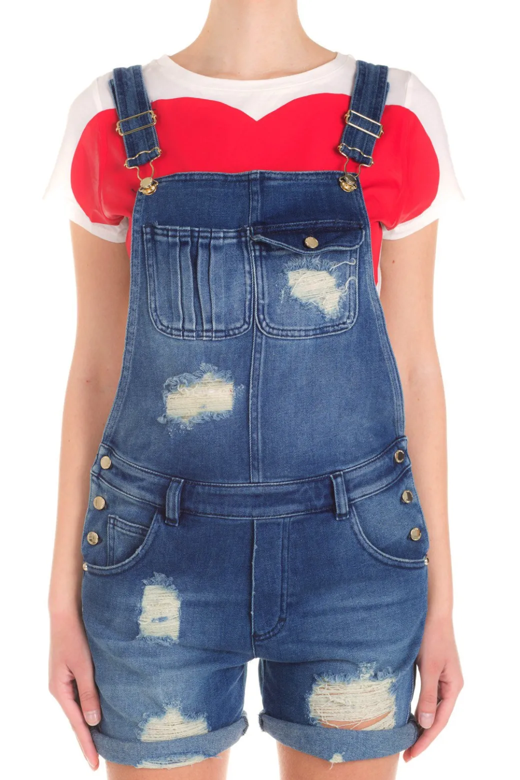 Donna Mangano : Salopette Voltaire Corta In Jeans