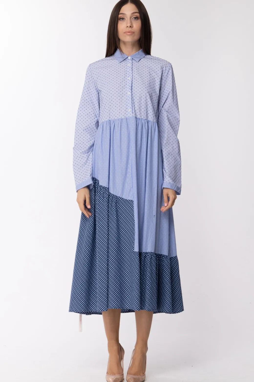 Donna Manila Grace Abito Camicia a Campana Da Giorno