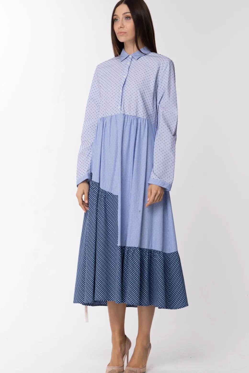 Donna Manila Grace Abito Camicia a Campana Da Giorno