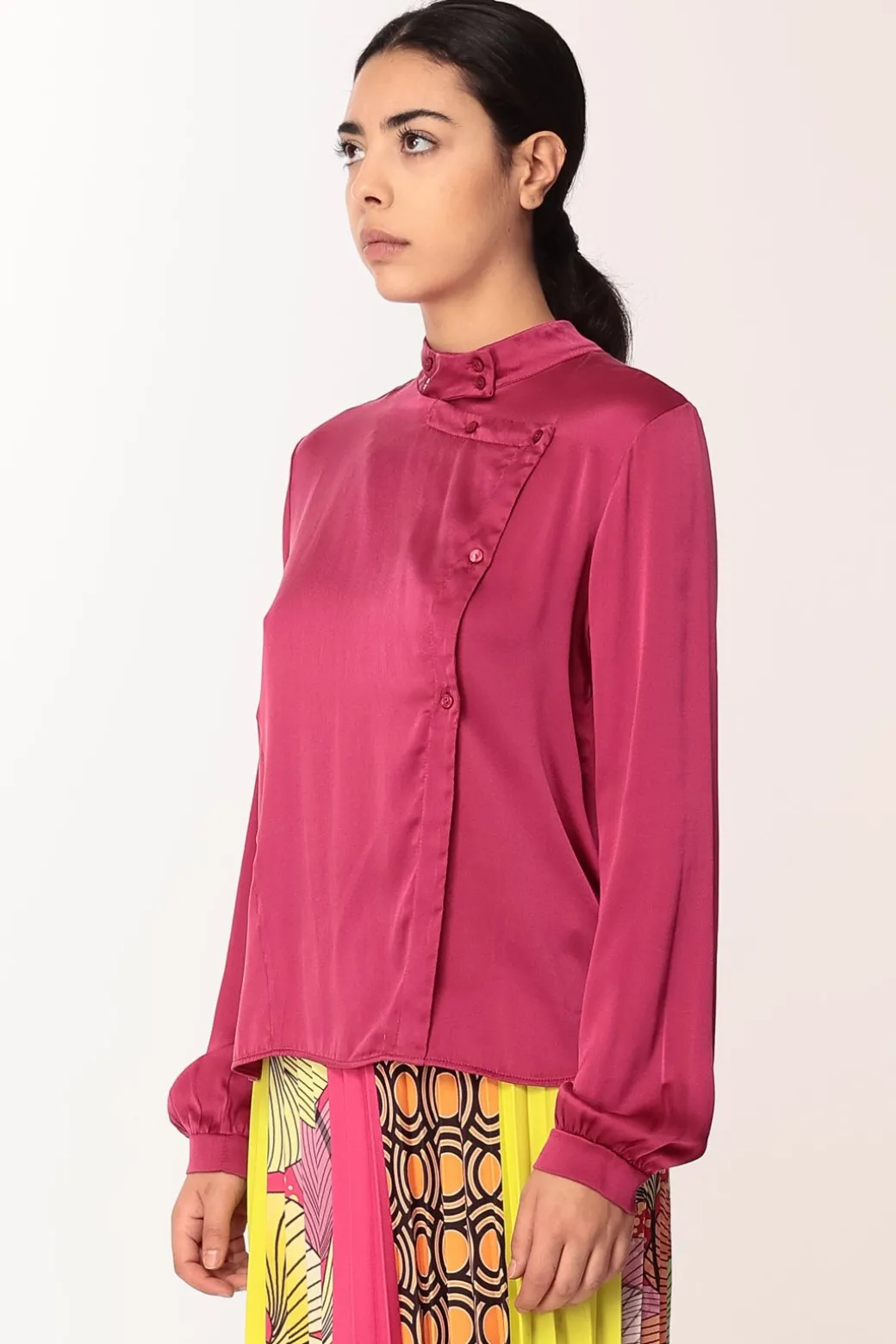 Donna Manila Grace Camicia Coreana In Seta con Chiusura Kimono