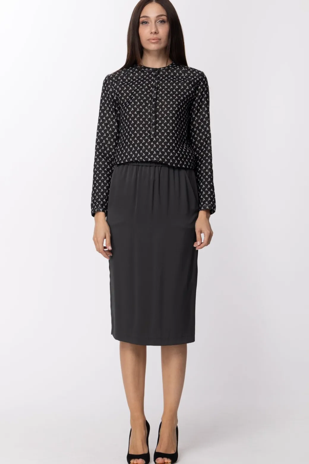 Donna Manila Grace Camicia Coreana In Tessuto Jacquard