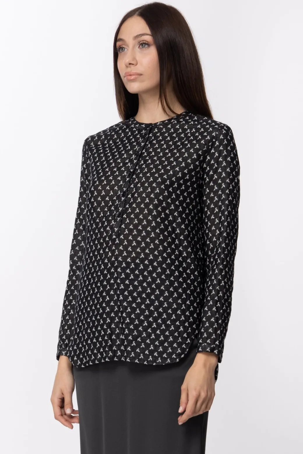 Donna Manila Grace Camicia Coreana In Tessuto Jacquard