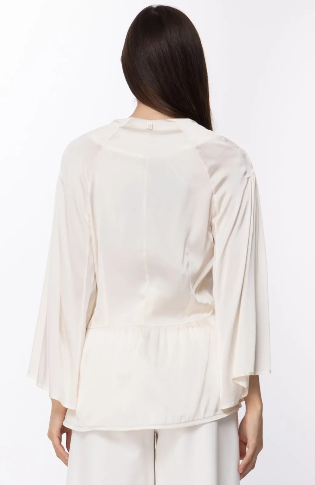 Donna Manila Grace Camicia Morbida In Seta con Manica Ampia Scollo a V