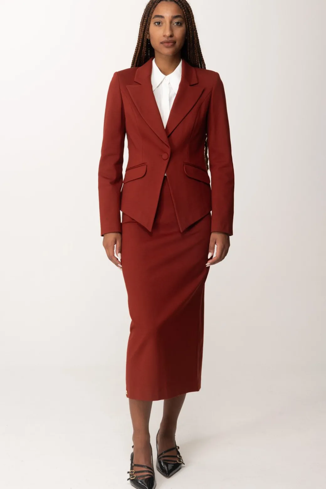 Donna Manila Grace Giacca Monopetto Sfiancata con Tasche