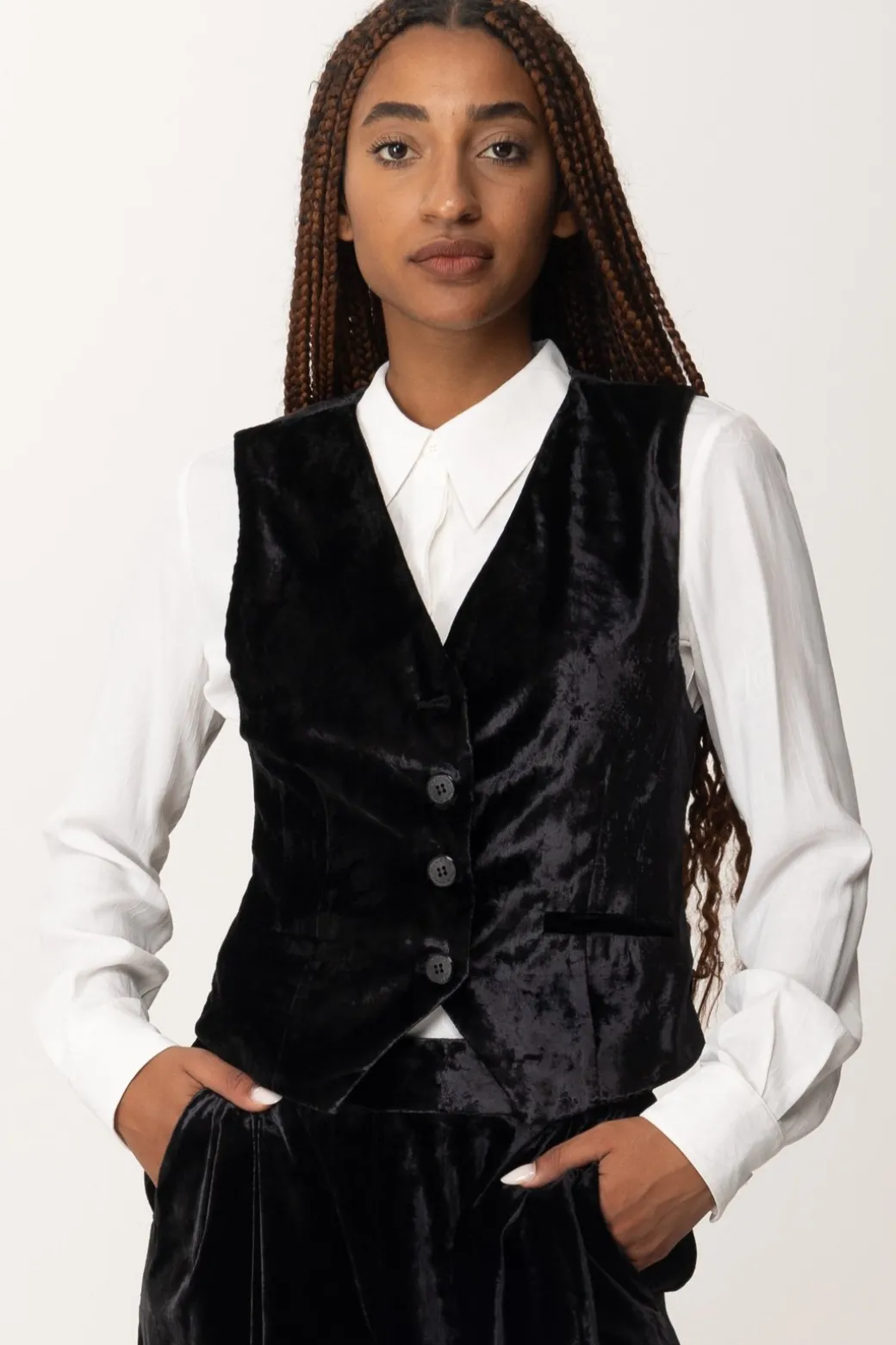 Donna Manila Grace Gilet Aderente In Velluto