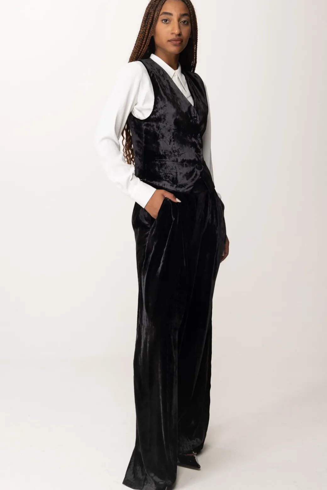 Donna Manila Grace Gilet Aderente In Velluto