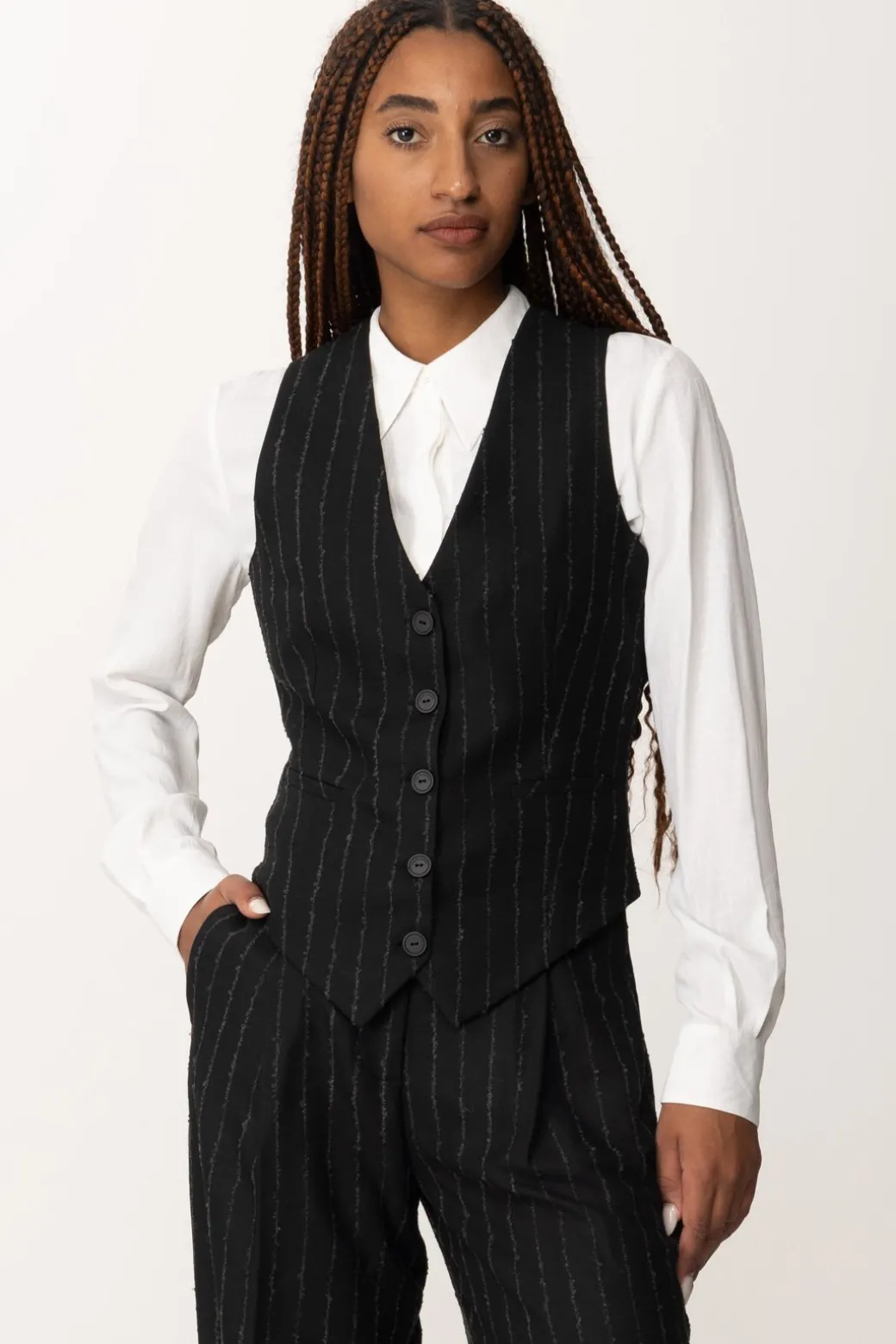 Donna Manila Grace Gilet Men Fit a Righe