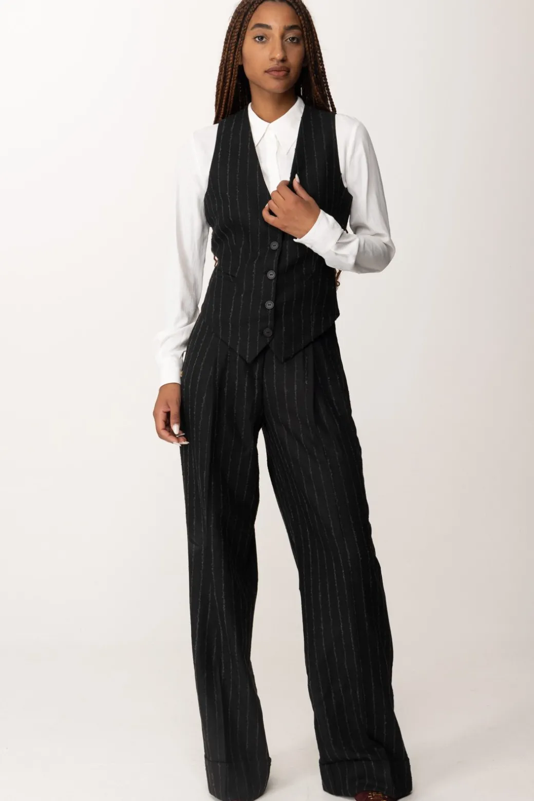 Donna Manila Grace Gilet Men Fit a Righe