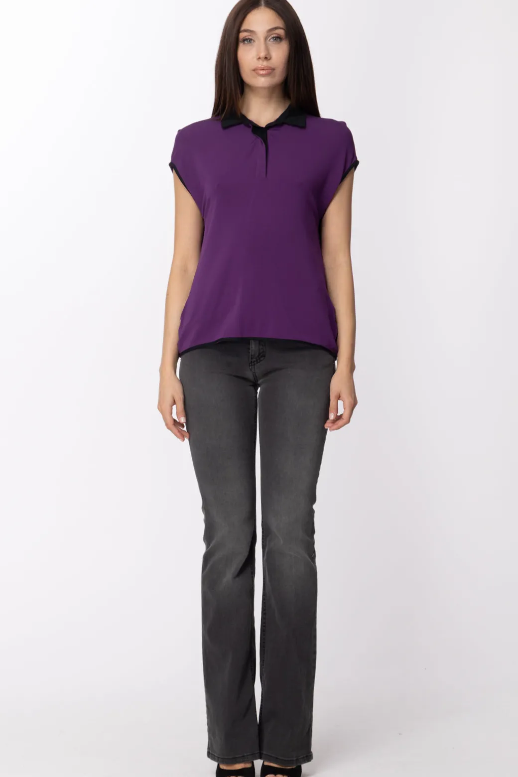 Donna Manila Grace Maglia a Polo con Colletto a Contrasto