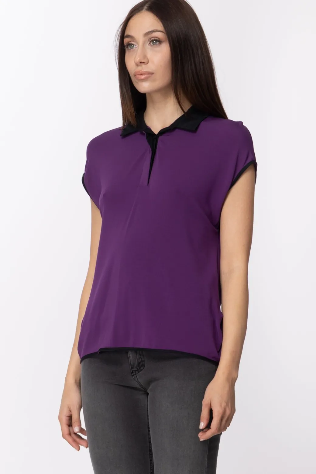 Donna Manila Grace Maglia a Polo con Colletto a Contrasto