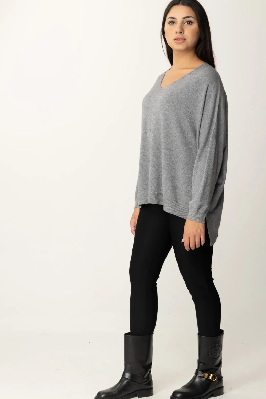 Donna Manila Grace Maglia Asimmetrica con Scollo a V