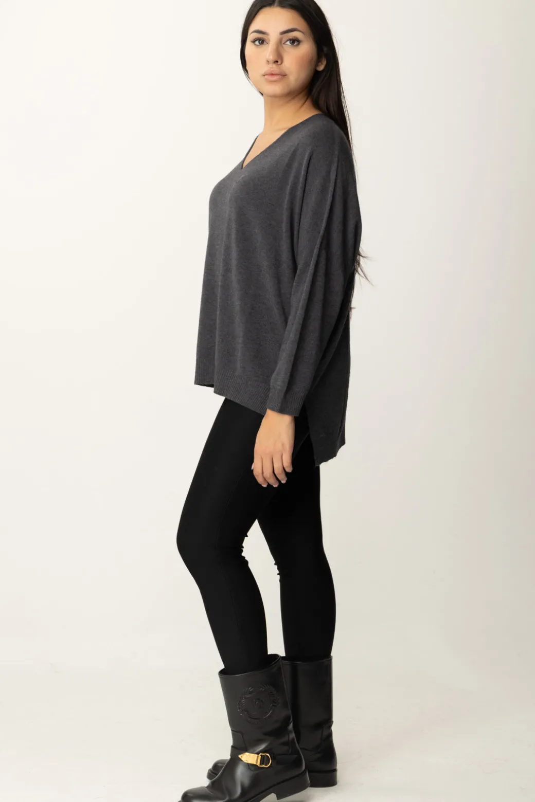 Donna Manila Grace Maglia Asimmetrica con Scollo a V