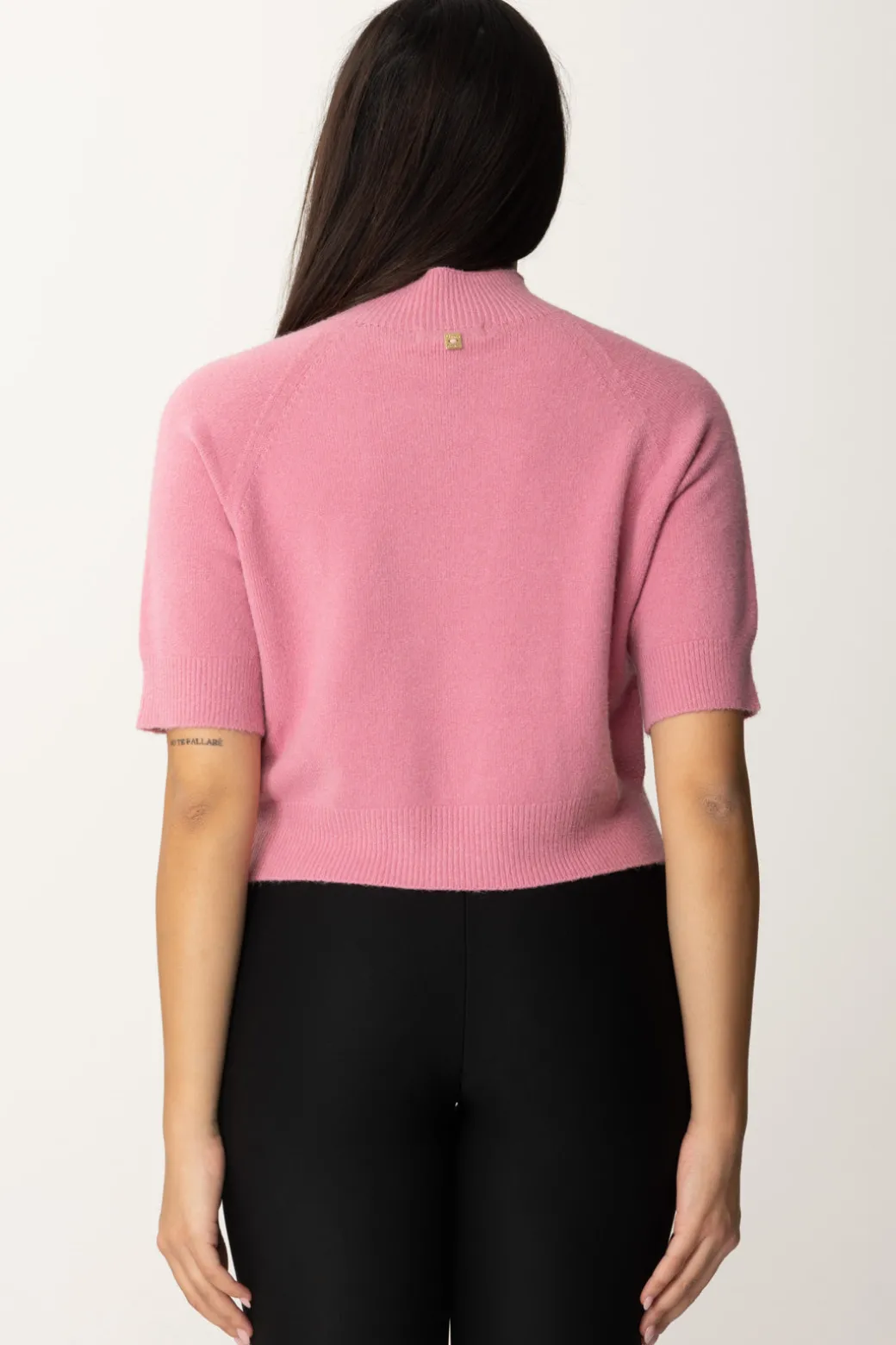 Donna Manila Grace Maglia Collo Alto Crop con Manica Corta