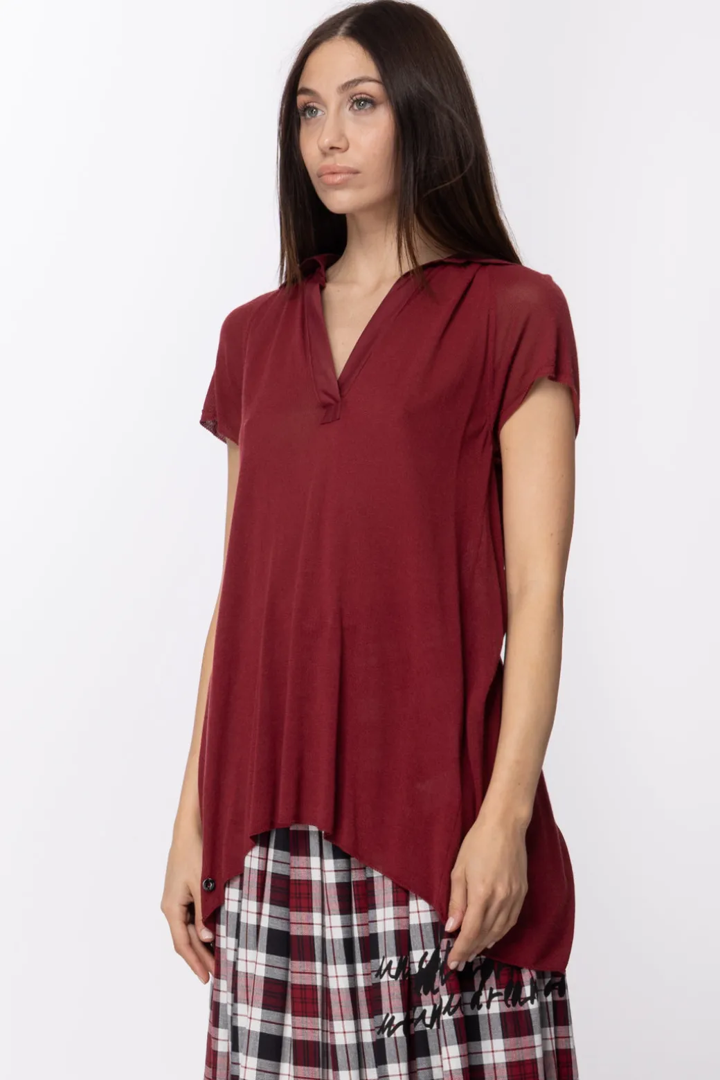 Donna Manila Grace Maglia con Collo a Polo e Apertura Sul Retro