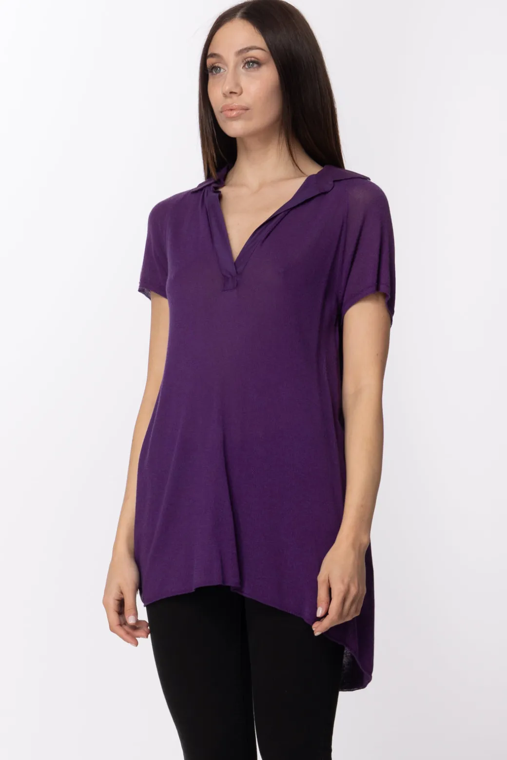 Donna Manila Grace Maglia con Collo a Polo e Apertura Sul Retro