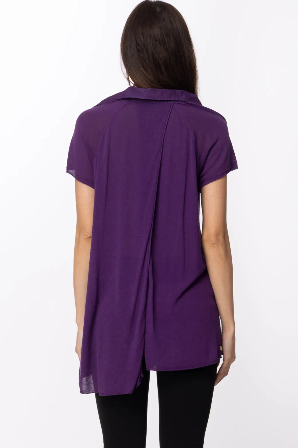 Donna Manila Grace Maglia con Collo a Polo e Apertura Sul Retro