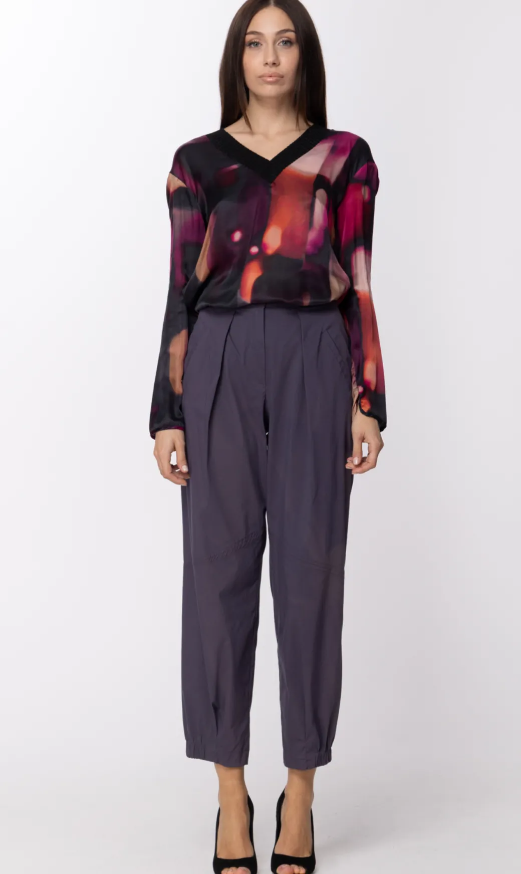 Donna Manila Grace Maglia Scollo a V con Fantasia Multicolor