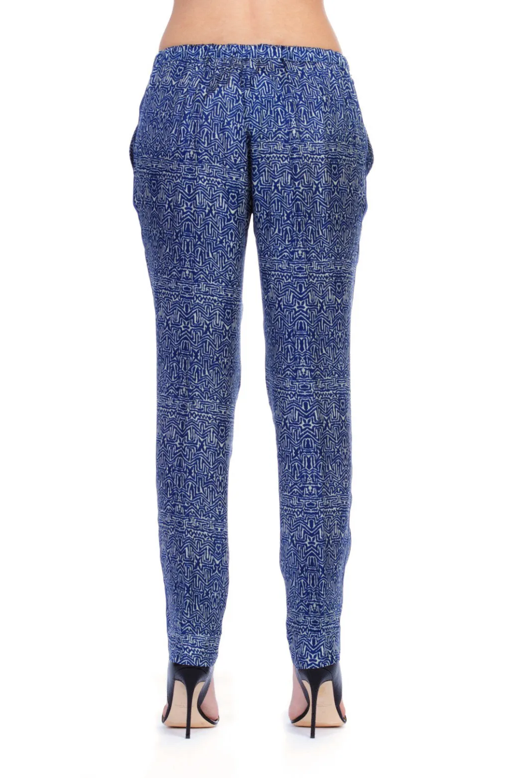 Donna Manila Grace Pantalone Morbido Fantasia Etnica Elastico e Coulisse e Banda Laterale Su Tutta La Lunghezza