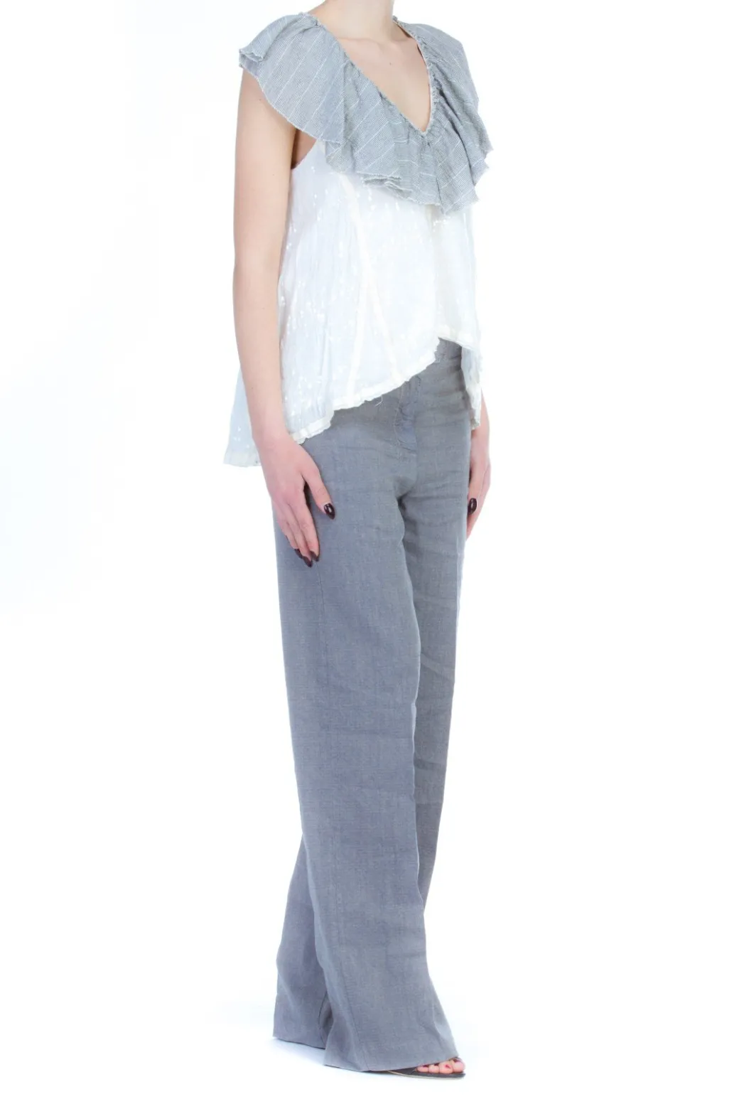 Donna Manila Grace Pantalone Palazzo Vista Bassa con Tesche Posteriori